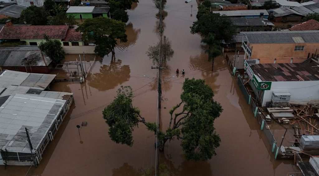 Área alagada de Eldorado do Sul, no Rio Grande do Sul